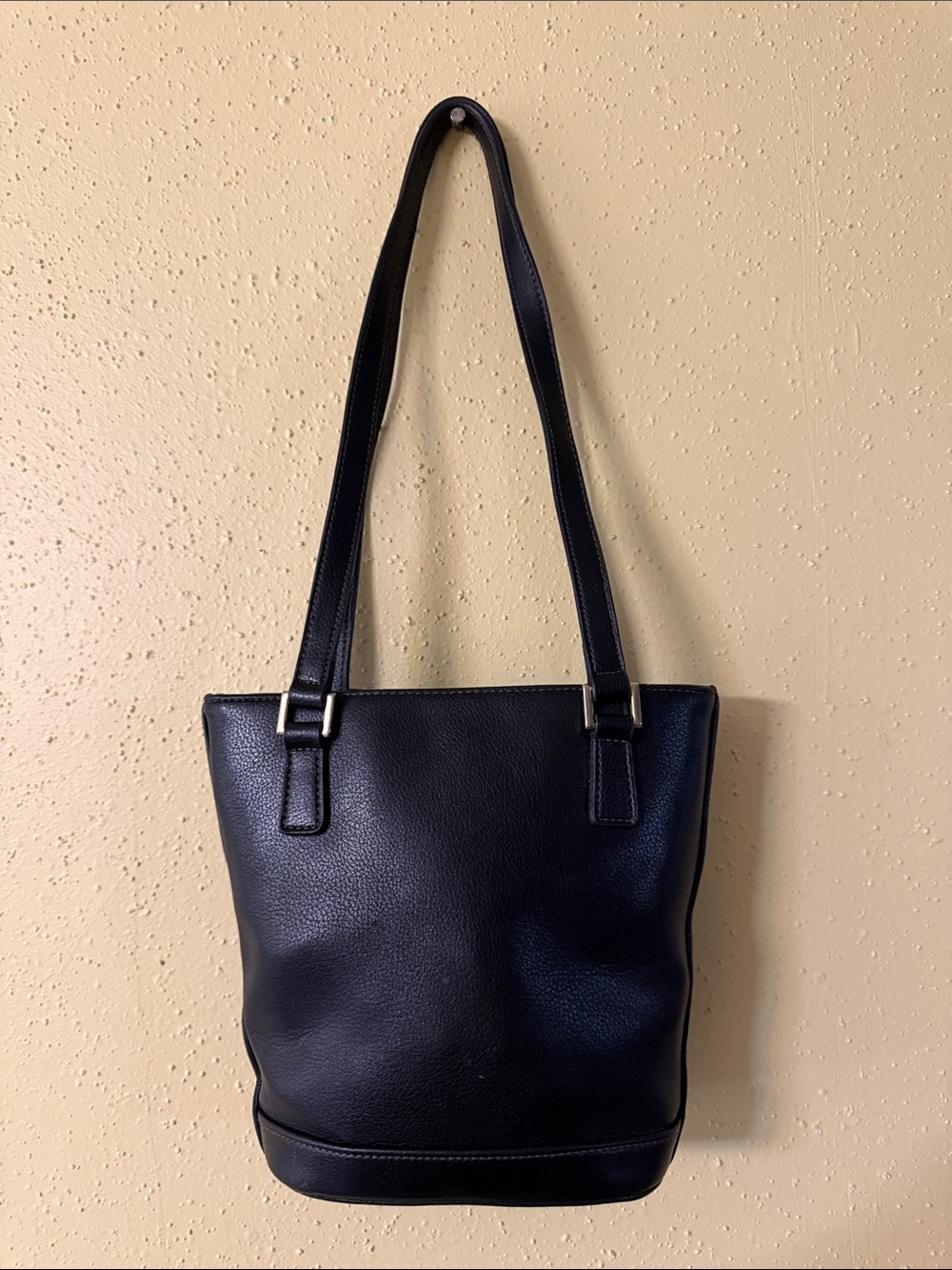 Mini Classic Black Leather Bucket Bag